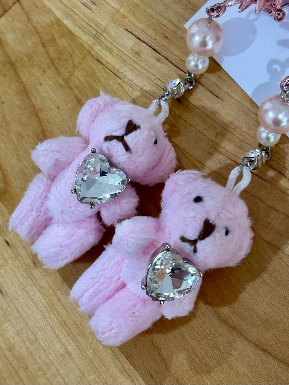 Betsey Johnson Spikey Heart Plush Teddy Bear Drop Earrings